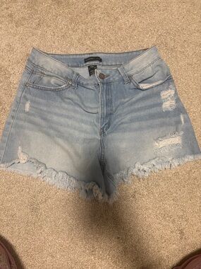 Light Blue Distressed Denim Shorts